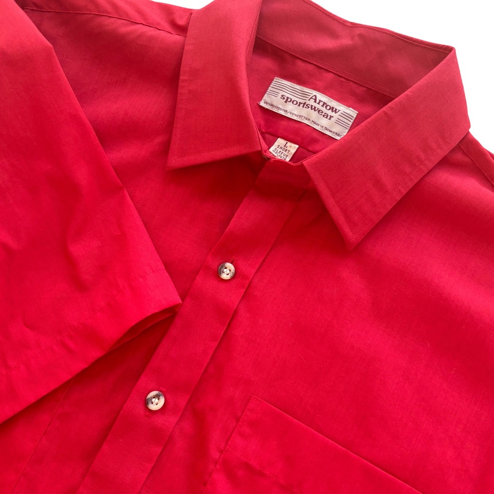 Arrow Sportswear Button Up Mens Large Red Short Sleeve Dual Pocket Americana